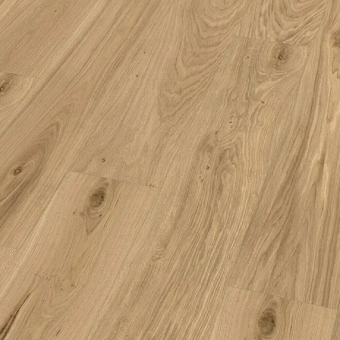 Granorte Korkboden Ecoprint - Eiche Blond, Landhausdiele, 1.164 x 194 x 8,5 mm - Hellbrauner Holzboden mit natürlicher Maserung und Ästen.