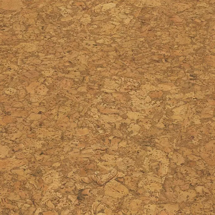 Granorte Korkboden Naturtrend - Castello, 910 x 300 x 9,5 mm - Nahaufnahme einer natürlichen Korktextur in verschiedenen Brauntönen, geeignet für Boden- oder Wandbeläge.