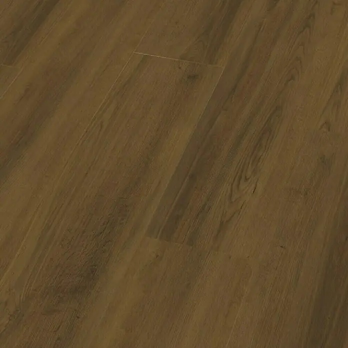 Granorte Designboden Kenkotrend - Saddle, 1.164 x 300 x 8,5 mm - Braune Holzoptik-Bodenplanken mit sichtbarer Maserung, diagonal verlegt.