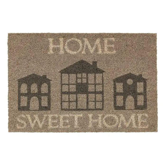 Astra Coco Fußmatte Style - 40 x 60 cm, Bunt, Material Nutzschicht: 100 % Kokos, Home Sweet Home, Kokos - Fußmatte mit dem Aufdruck "Home Sweet Home" und Hausmotiven. Die Fußmatte ist aus robustem Material gefertigt.