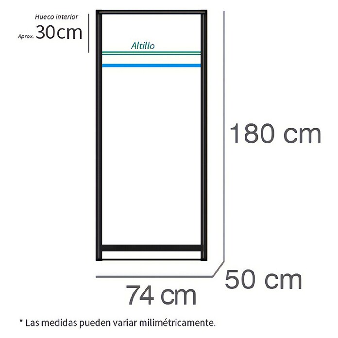 Muebles Pitarch Tibet Armario de puertas correderas (L x An x Al: 50 x 74 x 180 cm, Blanco) | BAUHAUS