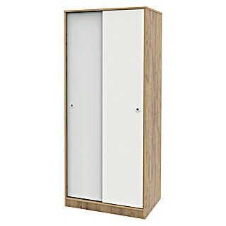 Muebles Pitarch Tibet Armario de puertas correderas (L x An x Al: 50 x 74 x 180 cm, Roble Kraft/Blanco)