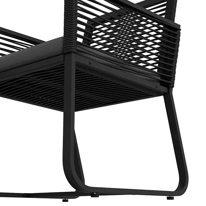Outsunny Loungemöbel-Set mit Tisch - 3 -tlg., PE-Rattan, Stahl, Polyester, Hartglas, mit Sitzkissen, Schwarz