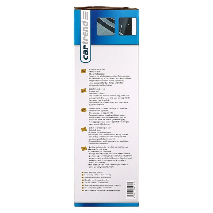 UniTec Autositz-Bezugset (6-tlg., Schwarz/Beige, Geeignet für: Viele gängige PKW)