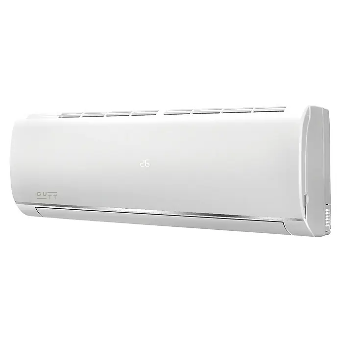 Gutt Aire acondicionado Inverter 12 - 3.500 W, 3.500 W, 14 m² - 22 m² - Unidad interior de aire acondicionado de pared blanca con pantalla digital "26" y logotipo "GUTT".