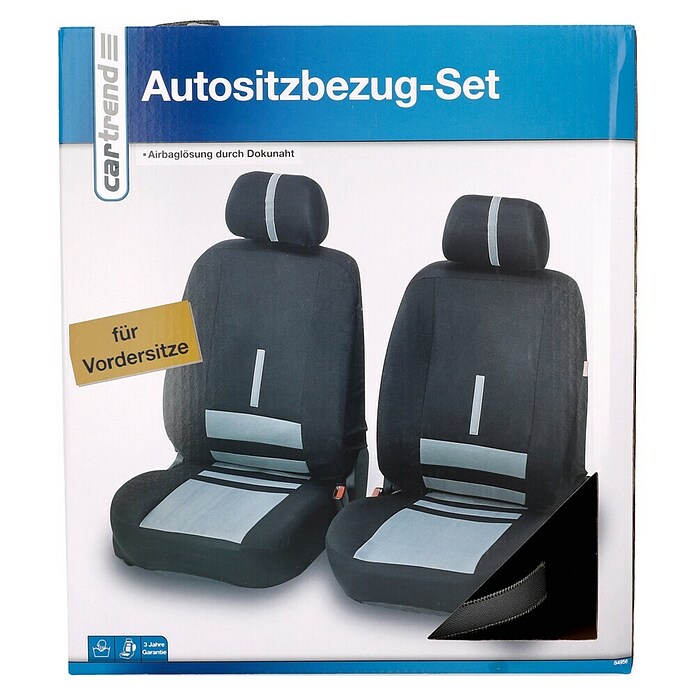 UniTec Autositz-Bezugset (6-tlg., Schwarz/Beige, Geeignet für: Viele gängige PKW)
