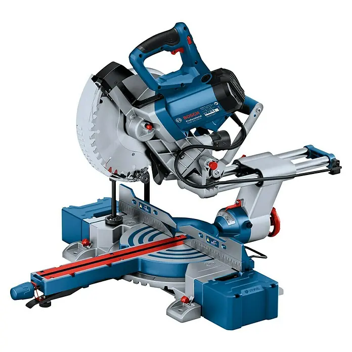 Bosch Professional Kapp- & Gehrungssäge GCM 305-254 D - 1.500 W, Durchmesser Sägeblatt: 254 mm, Leerlaufdrehzahl: 4.500 U/min - Blaue und silberne Bosch Paneelsäge mit großem Sägeblatt und verstellbarem Sockel für Präzisionsschnitte.