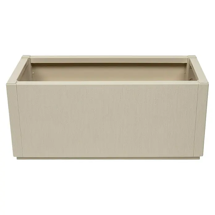 Pflanzkasten Set - Außenmaß (L x B x H): 80 x 36 x 140 cm, Kunststoff, Anthrazit, mit Spalier, 2 Stk. - Beiger rechteckiger Pflanzkasten mit strukturierter Oberfläche, bereit zum Bepflanzen.