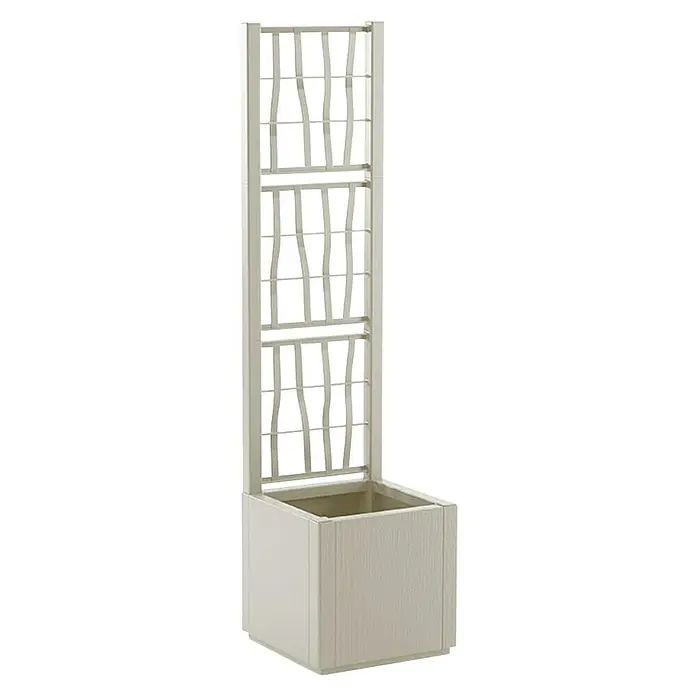 Pflanzkasten Set - Außenmaß (L x B x H): 36 x 36 x 140 cm, Kunststoff, Beige, mit Spalier, 2 Stk. - Hoher, hellbeiger Pflanzkasten mit integriertem Rankgitter für Kletterpflanzen.