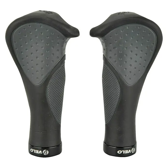 Fischer Lenkergriff Anatomic - Zweifache Alu-Schraubbefestigung - Ein Paar ergonomisch geformte Velo Fahrradgriffe in Schwarz und Grau für mehr Komfort und Kontrolle beim Fahren.