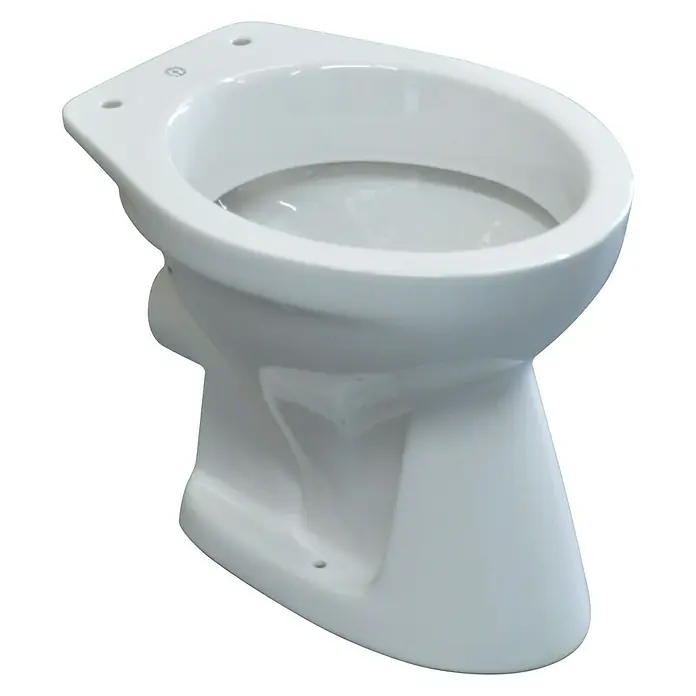 Gustavsberg Concentus Pure Stand-WC - Mit Spülrand, Ohne Spezialglasur, Spülform: Tief, WC Abgang: Waagerecht, Weiß - Nahaufnahme einer weißen Keramiktoilette, die durch ihr schlichtes Design und die glänzende Oberfläche besticht.