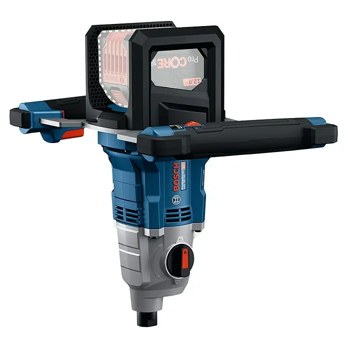 Bosch Professional Akku-Rührwerk GRW 18V- 160 PRO SOLO - 18 V, Anzahl Akkus: Ohne Akku - Blauer, schwarzer, grauer Bosch Akku-Rührer mit großem 18V ProCORE Akku und zwei ergonomischen Griffen.