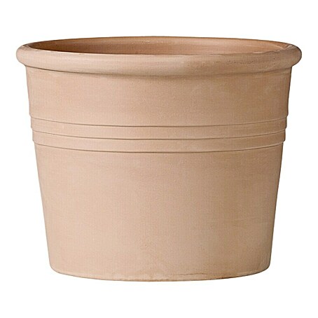 Deroma White Garden Pflanzkübel rund Cilindro Bordato (Außenmaß (Ø x H): 33,6 x 25,3 cm, Naturmaterialien, Tonweiß)