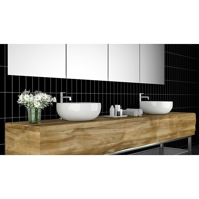 Revêt Wandpaneel SPC Wall Butcherblock (1 200 x 600 mm, Butcherblock Black High Gloss, Hochglänzend) | BAUHAUS