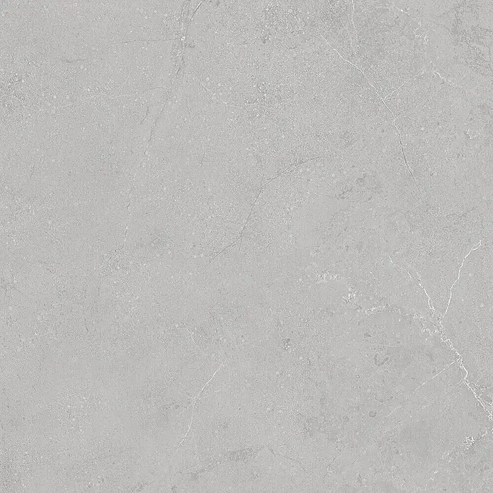 Revêt Wandpaneel SPC Wall - 600 x 300 mm, Grau - Hellgraue Fliese in Steinoptik mit dezenter Maserung und gesprenkelter Textur.