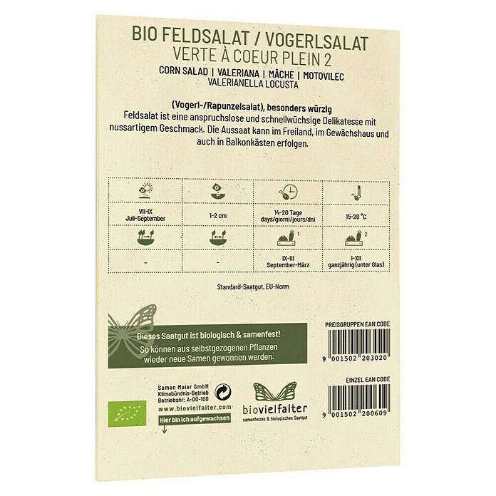 samenmaier Salatsamen Bio Feldsalat (Lebensdauer Pflanzen: Mehrjährig, 2 g) | BAUHAUS