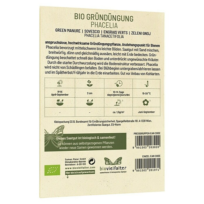 samenmaier Gründüngung Bio Phacelia (Phacelia tanacetifolia, 10 m²) | BAUHAUS