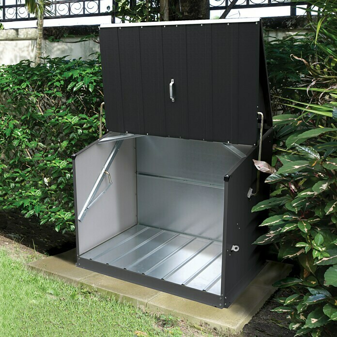 Trimetals Garten-Aufbewahrungsbox Stowaway (Anthrazit, 138 x 89 x 113 cm, Stahl)