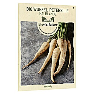 Gemüsesamen Bio Wurzel-Petersilie Halblang (Petroselinum crispum ssp. tuberosum, Erntezeit: September)