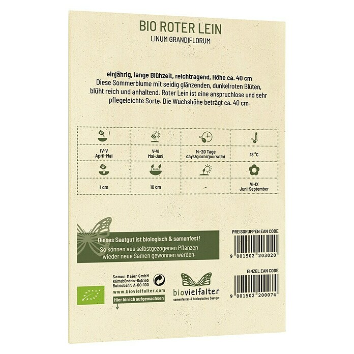 samenmaier Wildblumensamen Bio Roter Lein (Lebensdauer Pflanzen: Einjährig, 0,5 g) | BAUHAUS