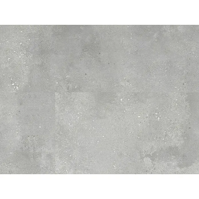 Revêt Wandpaneel SPC Wall - 1.200 x 600 mm, Beton Grau - Graue gesprenkelte Betonoberfläche mit hellen Zuschlägen, die ein strukturiertes Fliesenmuster bildet.