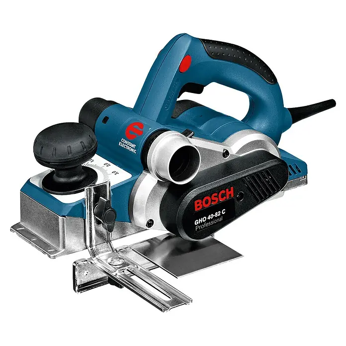 Bosch Professional Elektrohobel GHO 40-82 C - Hobeltiefe: 4 mm, Leerlaufdrehzahl: 14.000 U/min - Bosch GHO 40-82 C Professional Elektrohobel in Blau, Schwarz, Silber, mit Tiefeneinstellung und Staubabsaugung.