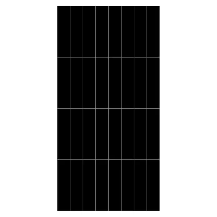 Revêt Wandpaneelmuster SPC Wall Butcherblock - Schwarz Hochglänzend, 280 x 160 x 3,7 mm - Schwarzes Solarmodul-Raster mit dünnen weißen Trennlinien.