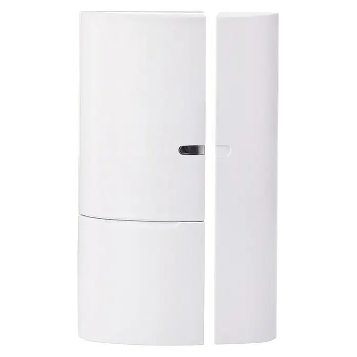 Abus Smartvest Fenster- & Türsensor - 14 x 40 x 71 mm - Ein weißer Türkontakt-Sensor, bestehend aus zwei Teilen, die getrennt voneinander dargestellt sind. Ideal zur Überwachung von Türen und Fenstern.