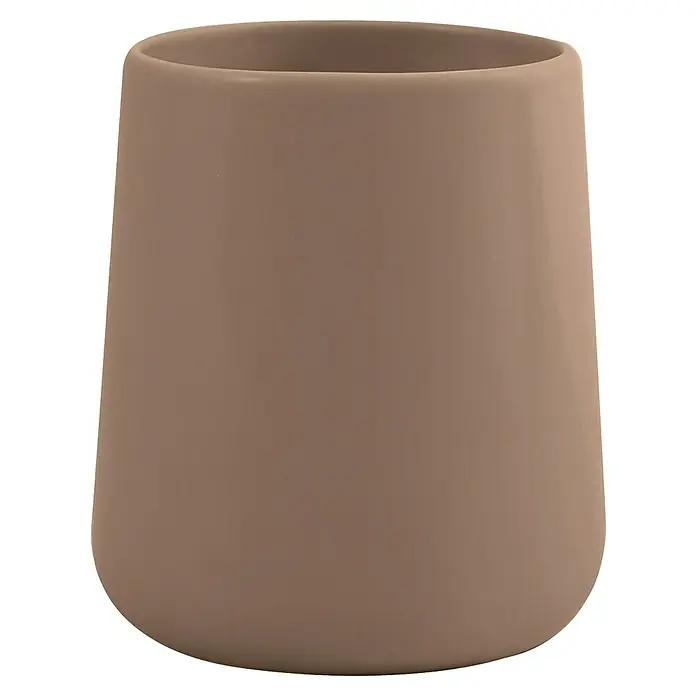 MSV Maonie Portacepillos - Ø x Al: 8,5 x 10 cm, Cerámica, Capuccino - Vaso o jarrón de cerámica mate marrón claro, forma cilíndrica ligeramente cónica.