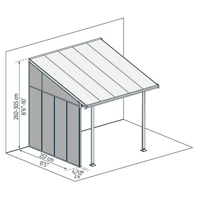 Palram – Canopia Seitenwand (Weiß, L x B x H: 257 x 6,7 x 305 cm) | BAUHAUS