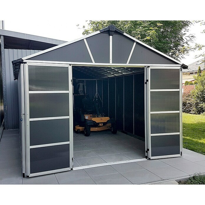Palram – Canopia Gartenhaus Yukon (Außenmaß inkl. Dachüberstand (B x T): 332 x 643 cm, Kunststoff, Grau, Ohne Boden) | BAUHAUS