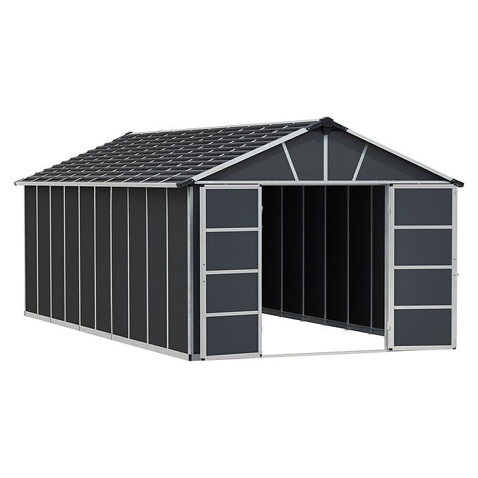 Palram – Canopia Gartenhaus Yukon (Außenmaß inkl. Dachüberstand (B x T): 332 x 643 cm, Kunststoff, Grau, Ohne Boden) | BAUHAUS