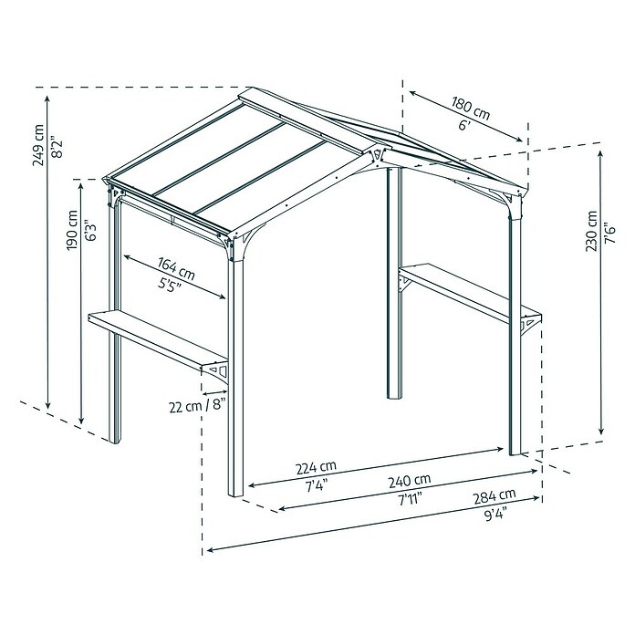 Palram – Canopia Grillpavillon Austin (B x T: 240 x 180 cm, Farbe Gestell: Anthrazit, Aluminium) | BAUHAUS