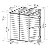 Palram – Canopia Gartenhaus Skylight (Außenmaß inkl. Dachüberstand (B x T): 117 x 177 cm, Kunststoff, Anthrazit/Grau) | BAUHAUS