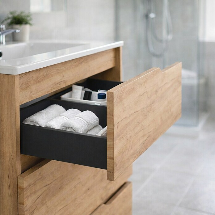 Conjunto de mueble de baño Riva (Ancho: 80 cm, Roble, 3 pzs.) | BAUHAUS