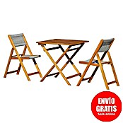 Conjunto de muebles de balcón Santorini (3 pzs., Madera de acacia/Cuerda sintética, Marrón/Gris) | BAUHAUS