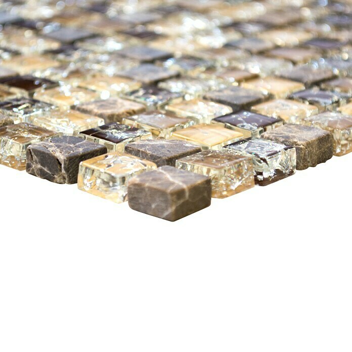 Mosaikfliese Quadrat Crystal Mix XIC 1055 (30,5 x 30,5 cm, Dunkelbraun, Glänzend)