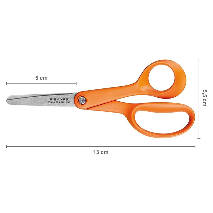 Fiskars Bastelschere Classic - Orange - Orangefarbene Fiskars Schere, 13 cm lang, mit Edelstahlklingen.