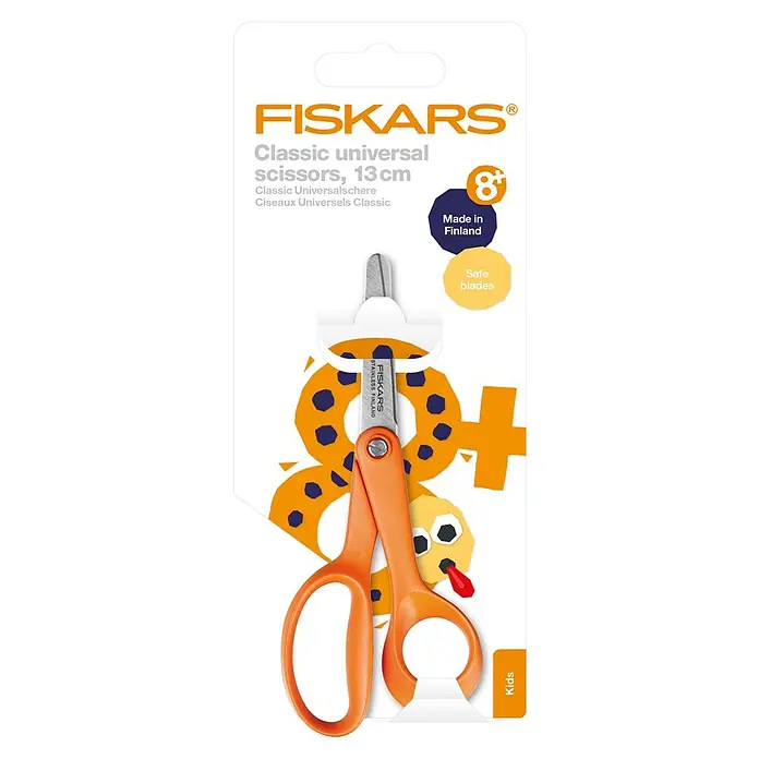 Fiskars Bastelschere Classic - Orange - Fiskars 13 cm klassische orange Kinderschere mit sicheren Klingen, für Kinder ab 8 Jahren.