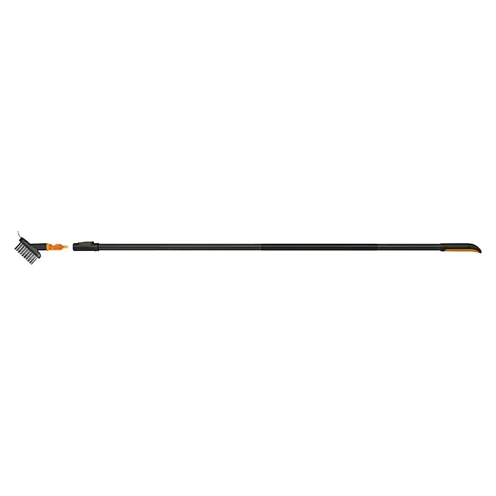 Fiskars OneClick Fugenbürste inkl. Stiel L - Länge Stiel: 1.613 mm - Schwarzer Langstielrechen mit orangefarbenem Anschluss und Zinken für den Garten.
