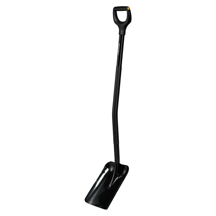 Fiskars Ergonomic Erdschaufel Pro - Material Gerätekopf: Stahl, Länge: 1.317 mm - Schwarze ergonomische Schaufel mit D-Griff, für komfortables Graben konzipiert.