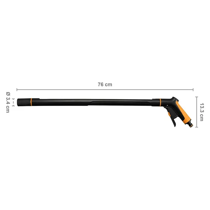 Fiskars Gießstab Comfort - Länge: 76 cm, Aluminium - Schwarze und orangefarbene Gartenbrause für eine größere Reichweite.
