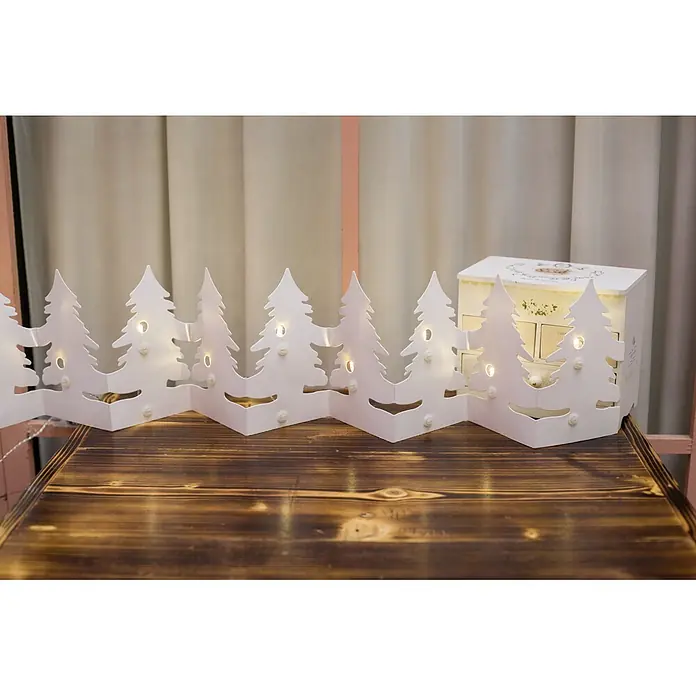 Tween Light Árbol de Navidad de LEDs Árbol de Navidad de papel - Para interior, 12 ud., Color de luz: Blanco cálido, Funciona con pilas - Adorno de árbol decorativo con luces para un ambiente festivo. La guirnalda de papel iluminada aporta un ambiente navideño a la habitación.