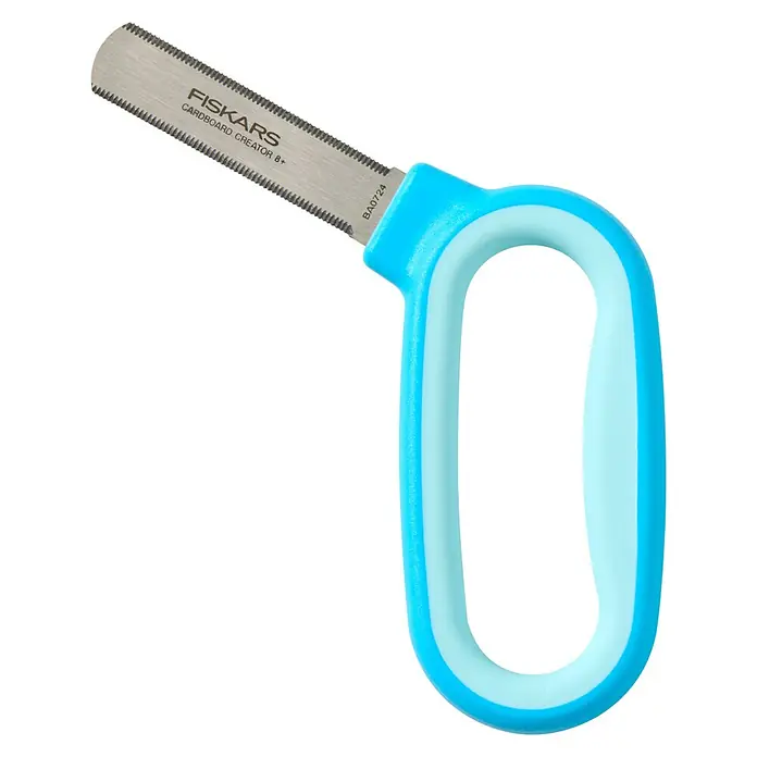 Fiskars Bastel-Set Kreativset für Kinder aus Pappe - 2 -tlg. - Fiskars Schere mit gezackter Metallklinge und zweifarbig blauem Griff für Karton.