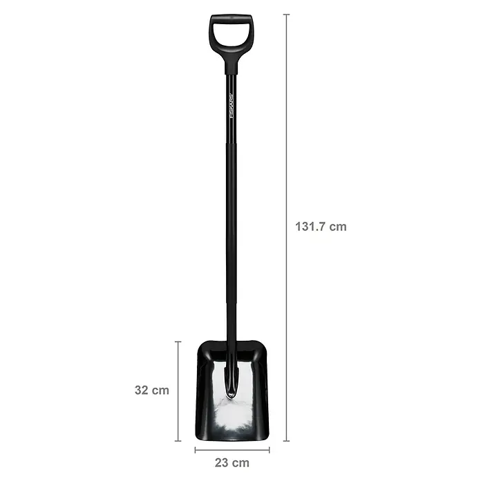 Fiskars Ergonomic Erdschaufel Pro - Material Gerätekopf: Stahl, Länge: 1.317 mm - Schwarze Fiskars Schaufel mit D-Griff und glänzender schwarzer Kelle.