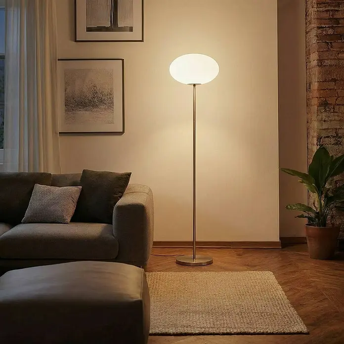 Lindby Stehleuchte Sonika - Höhe: 175 cm, alu / grau / zink, E27