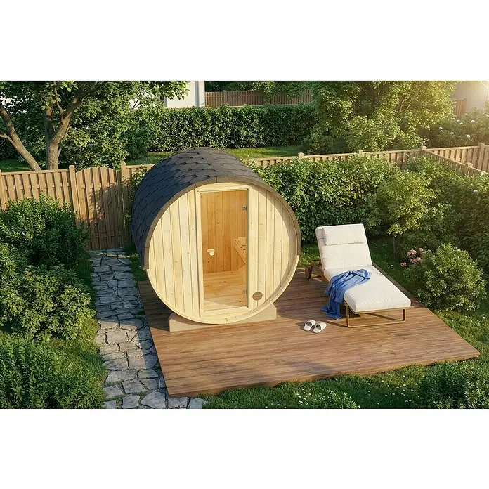FinnTherm Fasssauna Comfort Set Mini XXS - Elektroofen, Holz