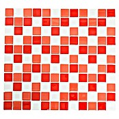 Mosaikfliese Quadrat Crystal Mix CM 4310 (32,7 x 30,2 cm, Weiß/Rot, Glänzend)