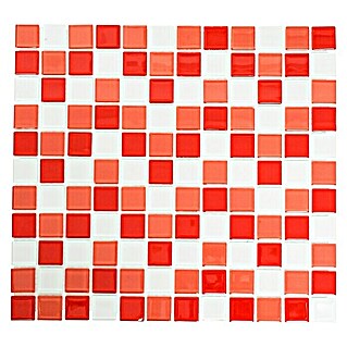 Mozaïektegel vierkant glas Mix CM 4310 (32,7 x 30,2 cm, Wit/Rood, Glanzend)