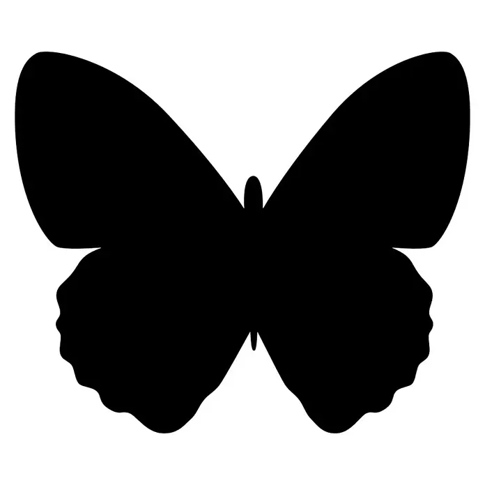 Pizarra de pared Mariposa - 60 x 6 cm, Pizarra con marcador - Silueta de una mariposa. Una imagen simple y elegante que captura la belleza de la naturaleza en blanco y negro.